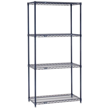 NEXEL Nexelon Wire Shelving, Blue Epoxy, 30W X 18D X 74H 18307N